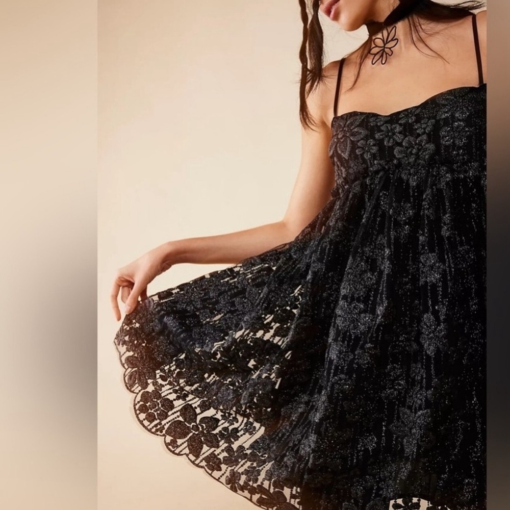 Free People Black Lace Mini Dress